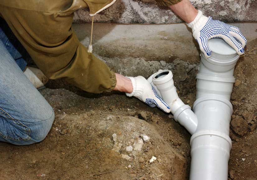 a plumber repairing sewer pipes