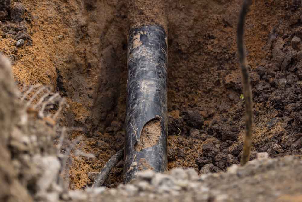 Severely damaged sewer pipe